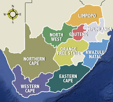 Provinces of SA Map